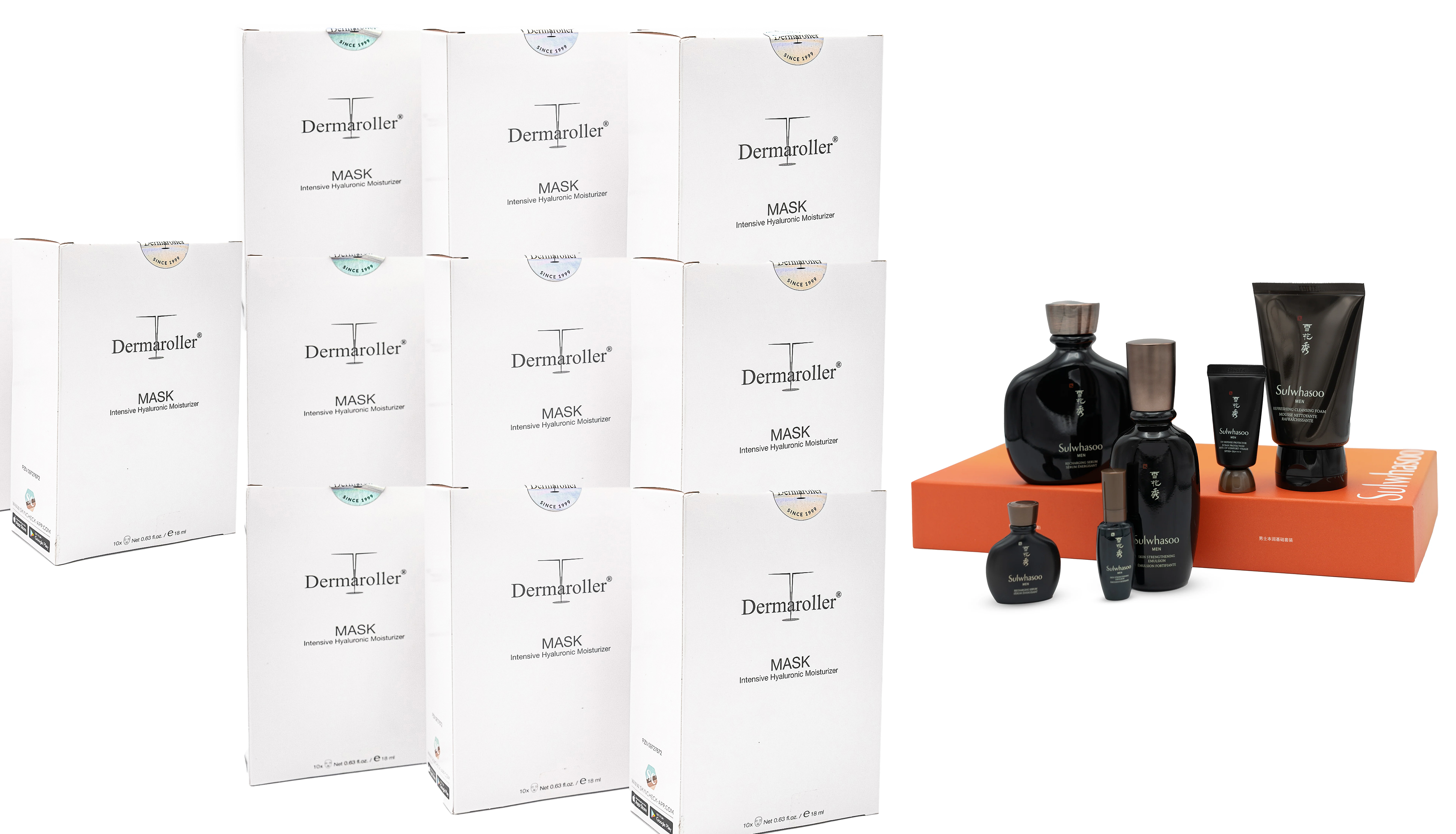 限時限量套組：Dermaroller玻尿酸補水保濕修護急救面膜10盒送一盒雪花秀男士六件套